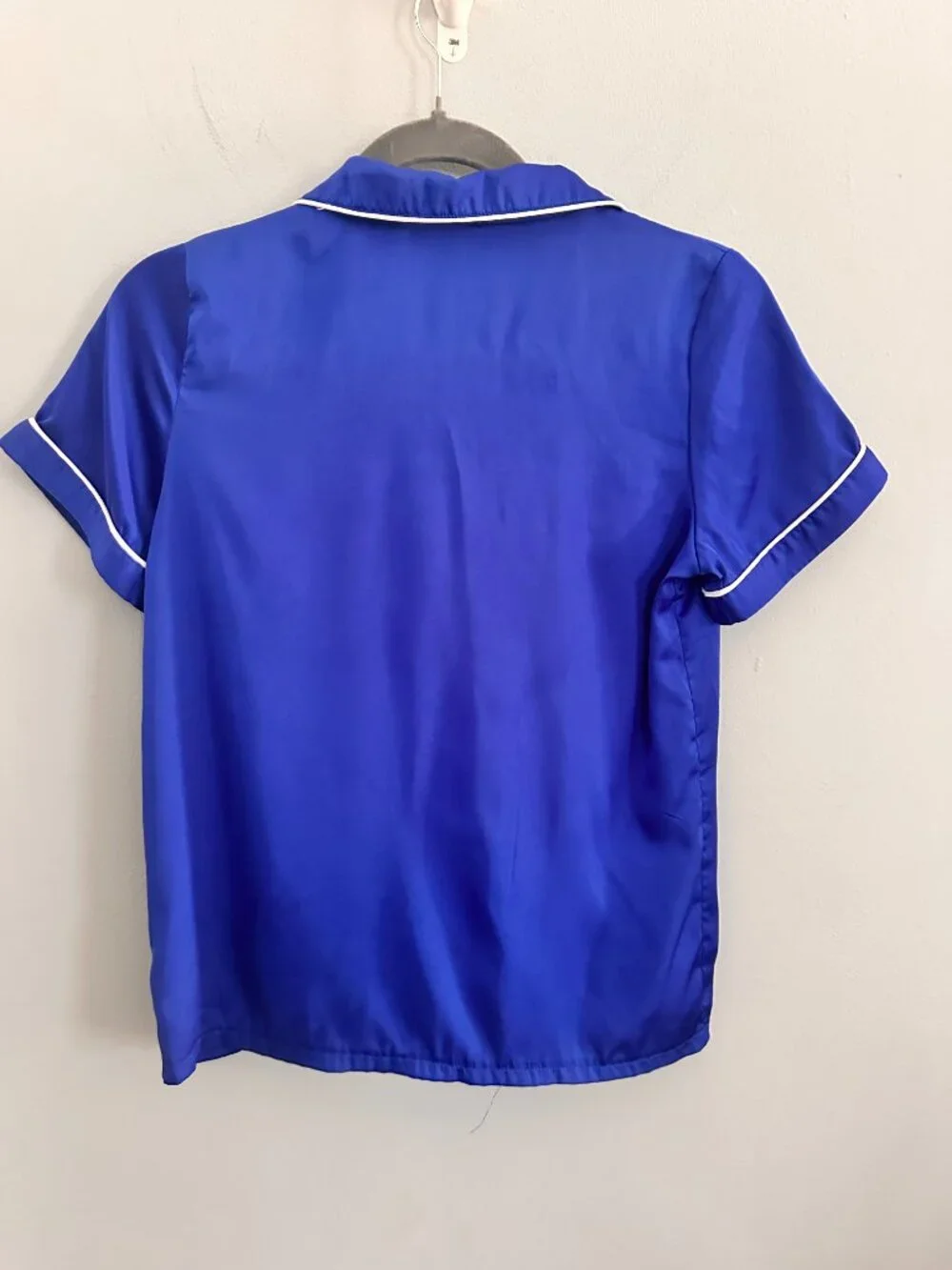 Royal Blue Satin Pajama Set Women's XS / Youth (Youth 12-13) Button Front